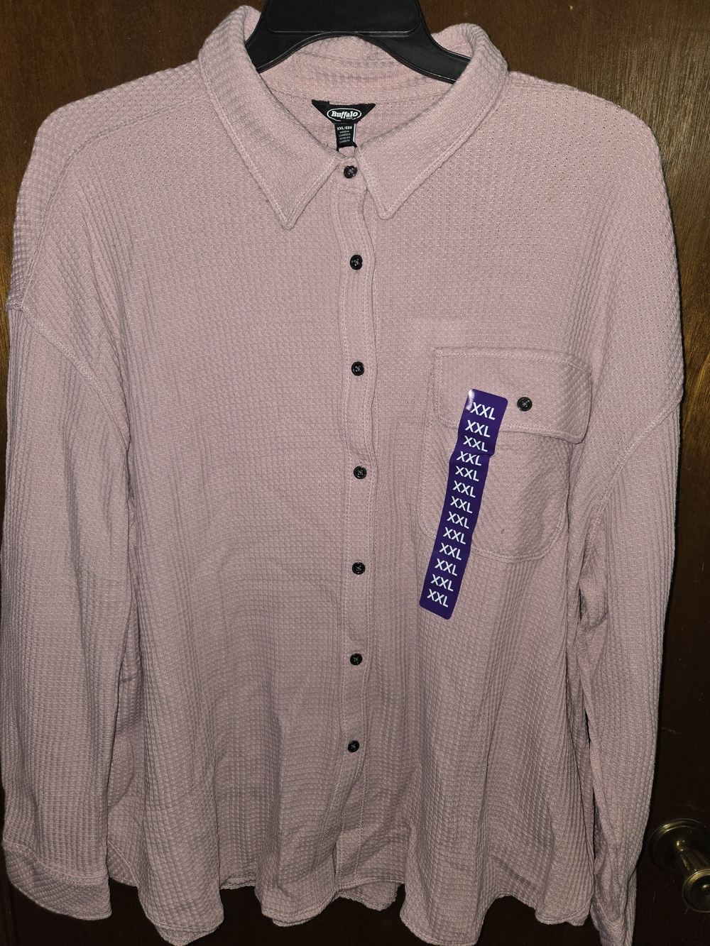 Buffalo David Bitton Womens XXL Light Pink Waffle Button-Down Shirt